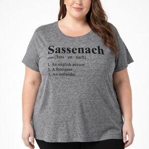Outlander “Sassenach” Graphic Tee Marled Gray Short Sleeve Tee Plus Size 2XL
